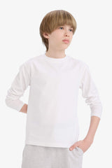 Boys Crew Neck Basic Plain Long Sleeve T-Shirt