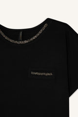 Crew Neck Printed Black Short Sleeve T-Shirt