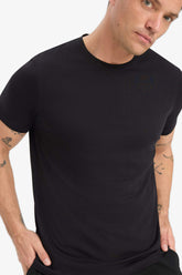 Slim Fit Slim Cut Crew Neck Basic Plain Short Sleeve T-Shirt