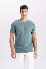 Slim Fit Crew Neck Basic Short Sleeve T-Shirt