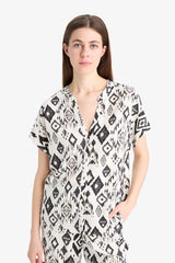 Regular Fit Crew Neck Printed Short Sleeve Shirt