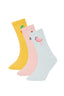 Girls Fruit Printed 3-Pack Cotton Long Socks