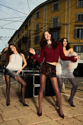 Checked Black Tights