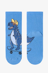 Boys Angry Dino Cotton 4-Pack Ankle Socks