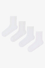Colorful Girls Polka Dot Cotton 4-Pack Ankle Socks