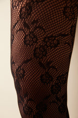Black Floral Fishnet Tights