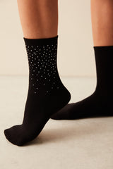 Black Socket Socks With Shiny Stones