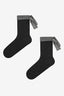 Silvery Ribbon Black Ankle Socks