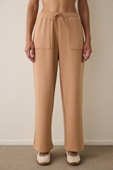 Gray Modal Straight Leg High Waist Front Pocket Trousers