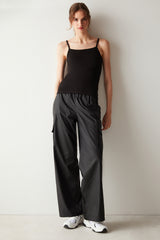 Black Basic Tank Top with Straps