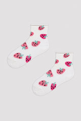 Girls Strawberry 3-Piece Socks