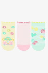 Girl Travel 3-Pack Multicolored Ankle Socks