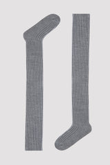 Endless Ribbed Light Gray Knee Socks
