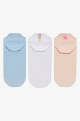 3 Pairs of Cotton Embroidered Back Socks