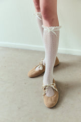 Marshmallow Bow Detail Mesh Tights