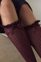 Marshmallow Bow Detail Mesh Tights