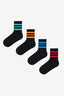 Boy Striped Detailed 4-Pack Black Tennis Socks