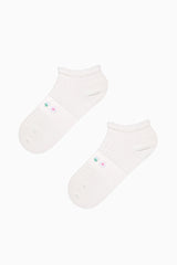2 Pairs of Cotton Transparent Tulle Detailed Toe Seamless Ankle Socks