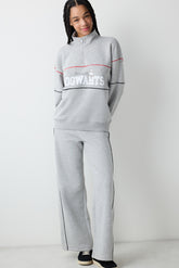 Grey Melange Half Zipper Harry Potter Printed Sweatshirt