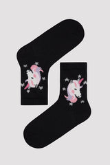 جوارب بناتي بنقشة وحيد القرن 4 قطع