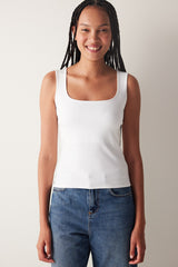 Square Neck Strap White Top