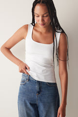 Square Neck Strap White Top