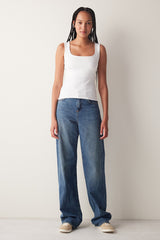 Square Neck Strap White Top