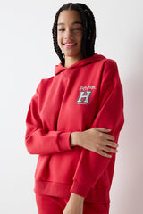 Red Harry Potter Printed Raised Hooded Sweatshirt