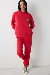 Red Harry Potter Printed Raised Hooded Sweatshirt