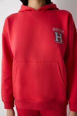 Red Harry Potter Printed Raised Hooded Sweatshirt