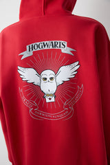 Red Harry Potter Printed Raised Hooded Sweatshirt