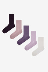 Basic Rib 5-Pack Lilac Purple Ankle Socks