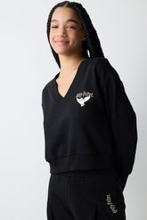 Black V Neck Harry Potter Printed Sweatshirt