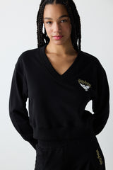 Black V Neck Harry Potter Printed Sweatshirt