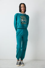 Petrol Green High Waist Harry Potter Printed Sweatpants