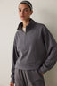 Gray Modal Stand-Up Zipper Collar Sweatshirt