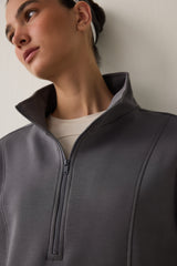 Gray Modal Stand-Up Zipper Collar Sweatshirt