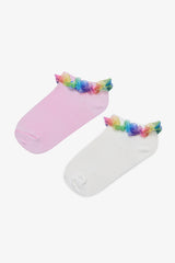 Girl Child Colorful Details 2-Pack Booties Socks
