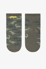 Colorful Boys Green Dino 4-Pack Ankle Socks