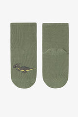 Colorful Boys Green Dino 4-Pack Ankle Socks