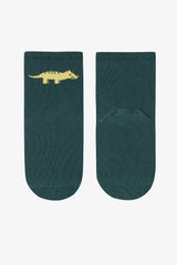 Colorful Boys Green Dino 4-Pack Ankle Socks
