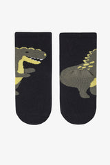 Colorful Boys Green Dino 4-Pack Ankle Socks