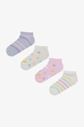 Girl Star 4-Pack Multicolored Ankle Socks