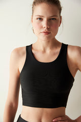 Black Cut Out Back Detailed Crop Top