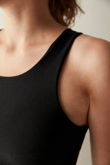 Black Cut Out Back Detailed Crop Top