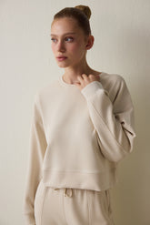 Beige Modal Raised Sweatshirt