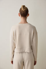 Beige Modal Raised Sweatshirt