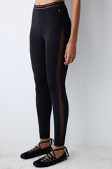 Black High Waist Tulle Detailed Leggings