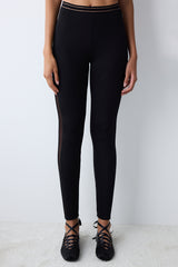 Black High Waist Tulle Detailed Leggings
