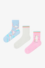 Colorful Girls Playful Unicorn 3-Pack Socks